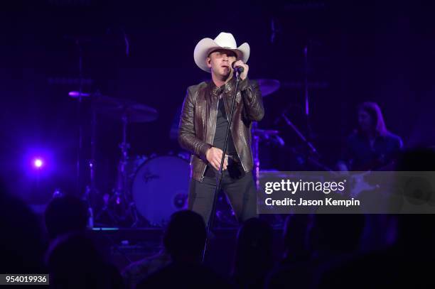 Country artist Justin Moore performs at Ryman Auditorium on May 2, 2018 in Nashville, Tennessee.