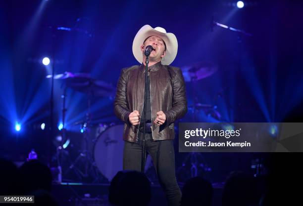 Country artist Justin Moore performs at Ryman Auditorium on May 2, 2018 in Nashville, Tennessee.
