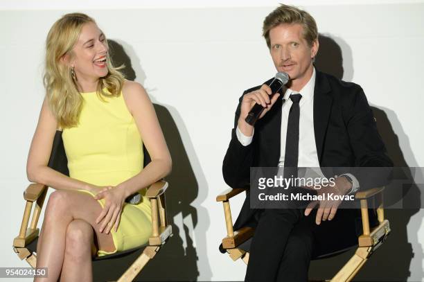Caitlin Fitzgerald and Paul Sparks speak at STARZ "SWEETBITTER" & "VIDA" FYC Event at The Jeremy Hotel on May 2, 2018 in West Hollywood, California.