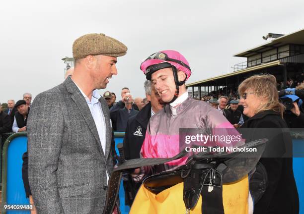 Trainer Symon Wilde after his horse Gold Medals won the Waterfront by Lyndoch Living Grand Annual Steeplechase at Warrnambool Racecourse on May 03,...