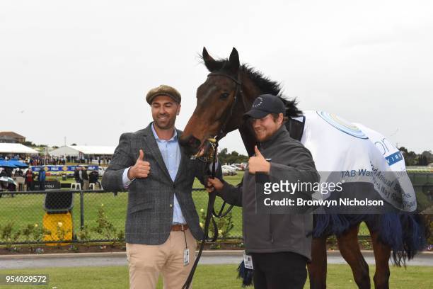 Trainer Symon Wilde after his horse Gold Medals won the Waterfront by Lyndoch Living Grand Annual Steeplechase at Warrnambool Racecourse on May 03,...