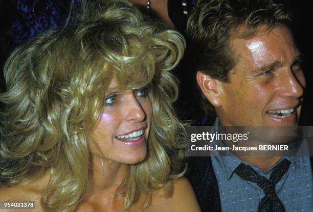 Farrah Fawcett et Ryan O'Neal lors du 10ème Festival de Deauville le 4 septembre 1984, France.