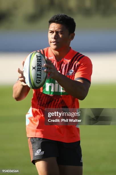 Caleb Clarke of the Blues during a Blues Super Rugby training session at Alexandra Park on May 3, 2018 in Auckland, New Zealand.