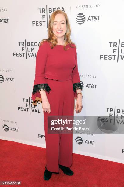 Una Jackman attends Tribeca Film Festival premiere of Every Act of Life at SVA Theater.