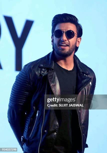 Indian Bollywood actor Ranveer Singh takes part in a promotional event for the lifestyle brand Carrera in Mumbai on May 2, 2018.