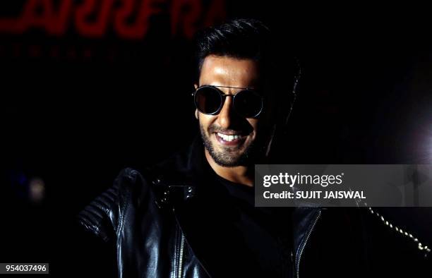 Indian Bollywood actor Ranveer Singh takes part in a promotional event for the lifestyle brand Carrera in Mumbai on May 2, 2018.