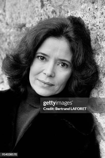 Actrice Marie-José Nat lors du tournage du film 'Litan' de Jean-Pierre Mocky le 11 janvier 1982 à Paris, France.