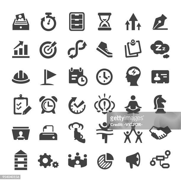 productivity icons - big series - meditation concentration stock illustrations