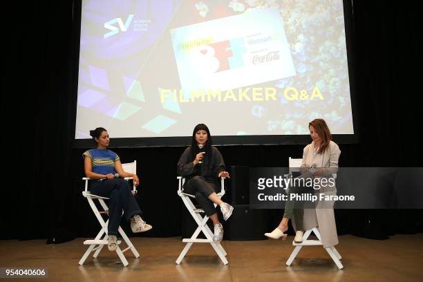 Janina Gavankar, Jess Calder, and Wendy Guerrero attend the Blindspotting Q&A at the 4th Annual Bentonville Film event for May 2, 2018 in...