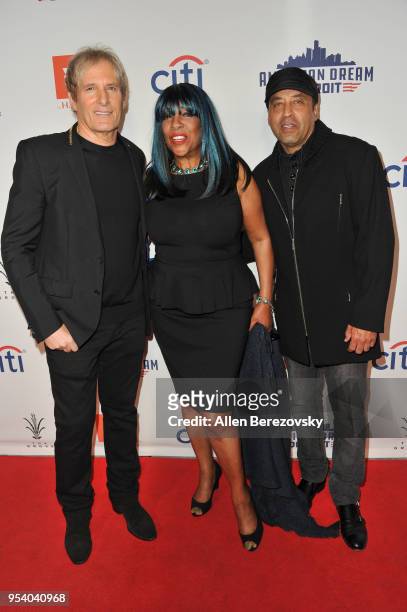 Michael Bolton, Mary Wilson and Sir Keith Holman attend the World Premiere of "Michael Bolton's American Dream: Detroit" at Pacific Theatres at The...