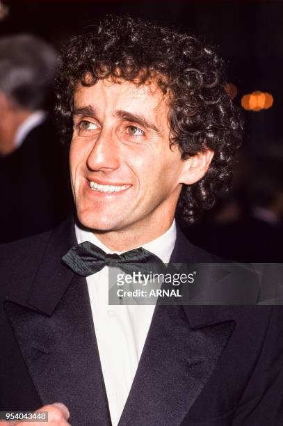 Alain Prost lors de la soirée du Prix Sport Automobile à Paris en décembre 1989, France.