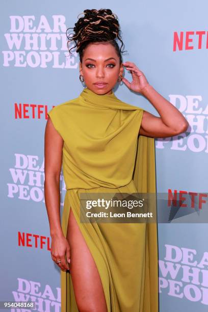 Actress Logan Browning attends the Screening Of Netflix's "Dear White People" Season 2 - Arrivals at ArcLight Cinemas on May 2, 2018 in Hollywood,...