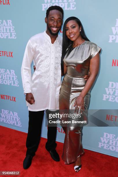 Actors Jeremy Tardy and Nia Jervier attends the Screening Of Netflix's "Dear White People" Season 2 - Arrivals at ArcLight Cinemas on May 2, 2018 in...