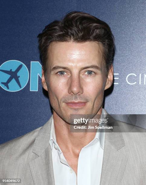 Model Alex Lundqvist attends the screening of "The Con Is On" hosted by The Cinema Society at The Roxy Cinema on May 2, 2018 in New York City.
