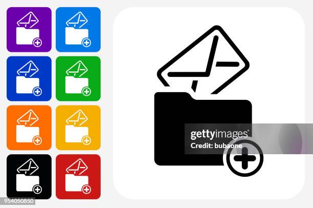 add letter folder icon square button set - send button stock illustrations