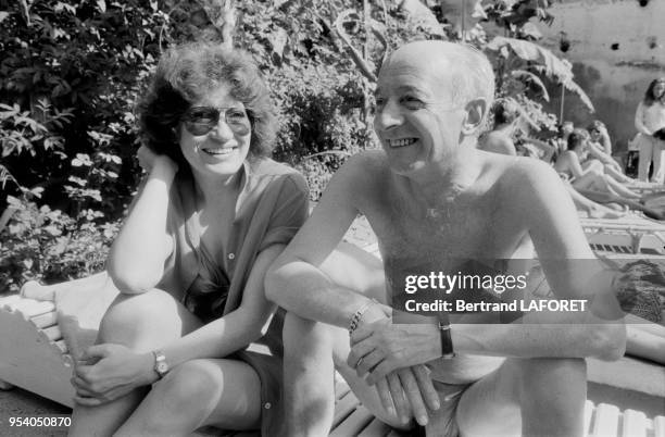 Andréa Ferréol et Michel Audiard lors des 4ème rencontre de la fondation Philip Morris pour le cinéma français à Taroudant en novembre 1981, Maroc.