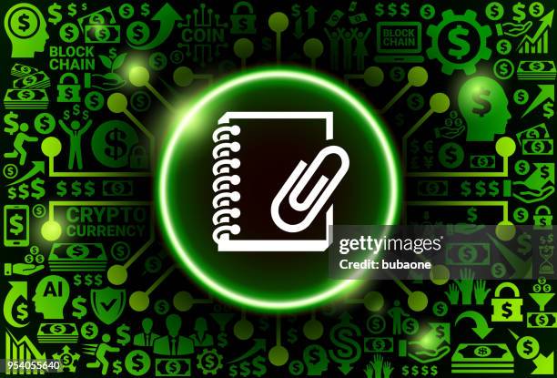 stockillustraties, clipart, cartoons en iconen met ringbanden en paperclip op geld en cryptocurrency achtergrond - ring binder