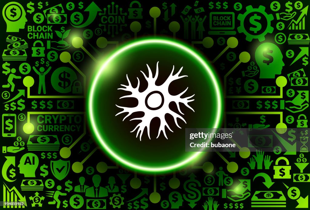 Nerve Cell Icon on Money and Cryptocurrency Background