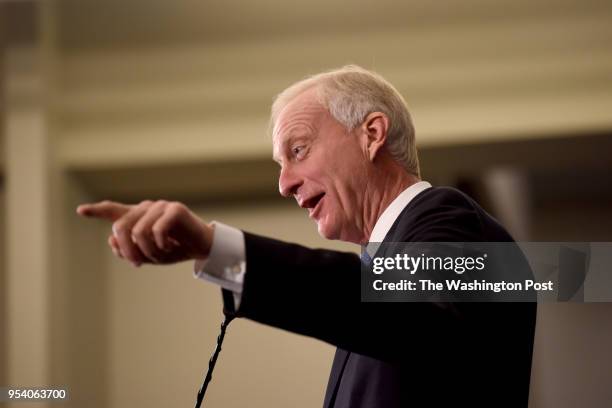 Jack Evans, council member of Ward Two, gives a speech during a swearing in ceremony in Washington DC on January 2, 2017. The new DC City Council was...