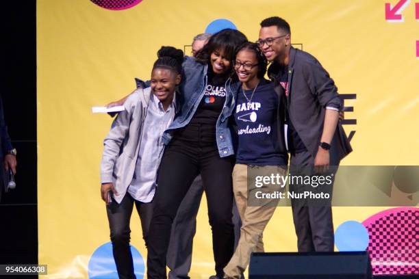 Michelle Obama is joined by students, stars, performing artists and athletes for the fifth annual College Signing Day, hosted by Reach Higher, at...