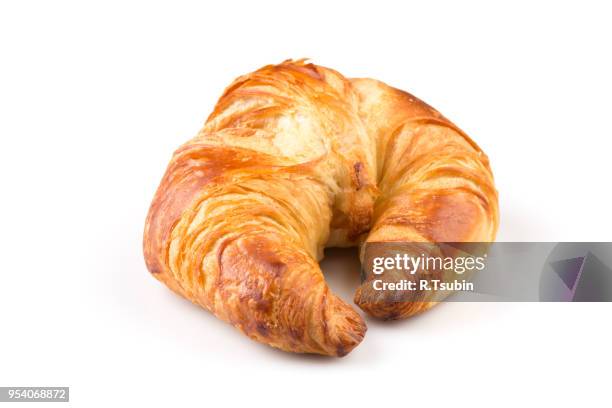 fresh croissant isolated on the white background - croissant white background stockfoto's en -beelden