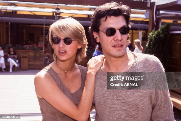 Marc Lavoine et sa femme Sarah à Roland-Garros en juin 1996 à Paris, France.