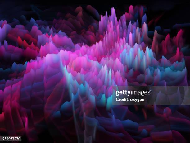 colorful abstract data flowing chromatic holographic dynamic waves - nanoparticule photos et images de collection