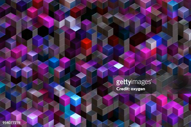 abstract background of multi-colored cubes - quadrato composizione foto e immagini stock