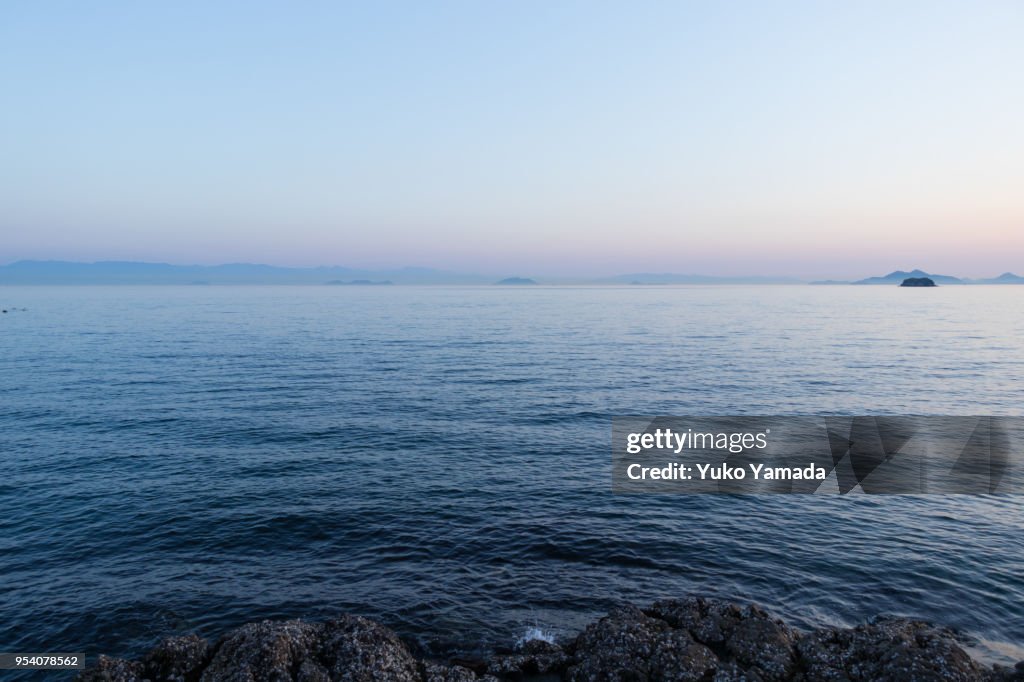 Seascape with Color Gradient of Sky at Twilight