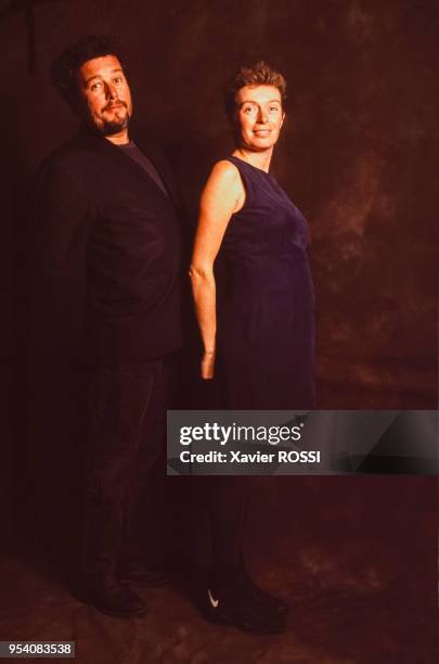 Philippe Starck et Patricia Belair, designers, en septembre 1995 à Paris, France.