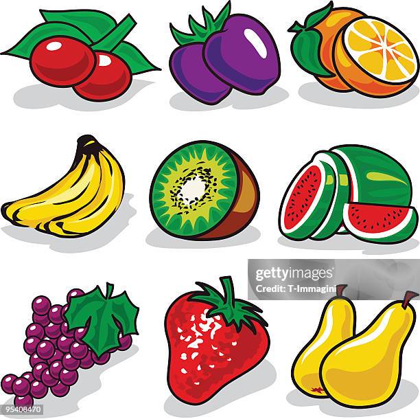vector fruits set - dehydrated vegetable stock illustrations