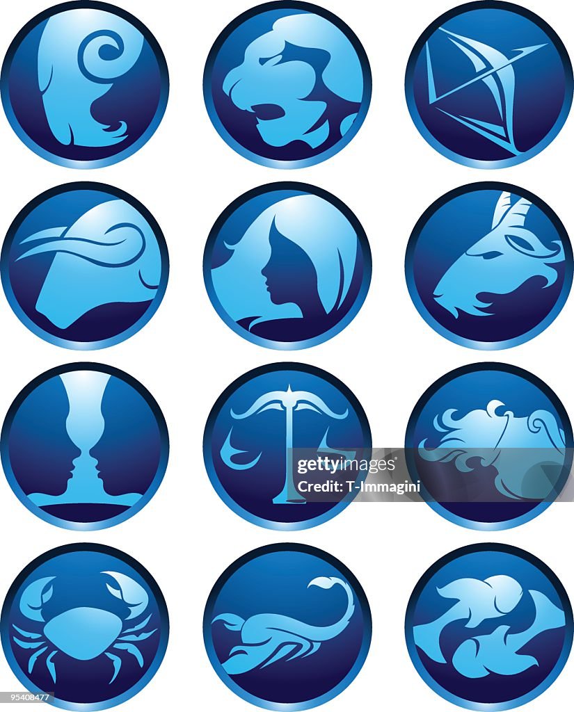Blue zodiac globes