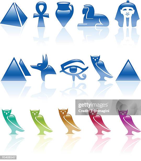 ilustrações de stock, clip art, desenhos animados e ícones de ícones de seis cores egipto - máscara mortuária de tutankamon