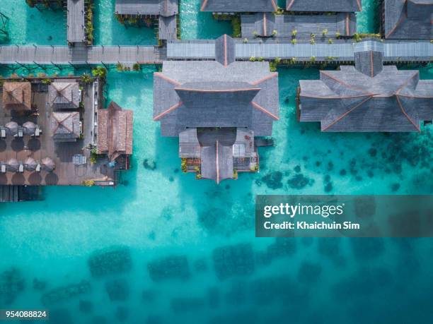ocean from sky - mabul island stock pictures, royalty-free photos & images