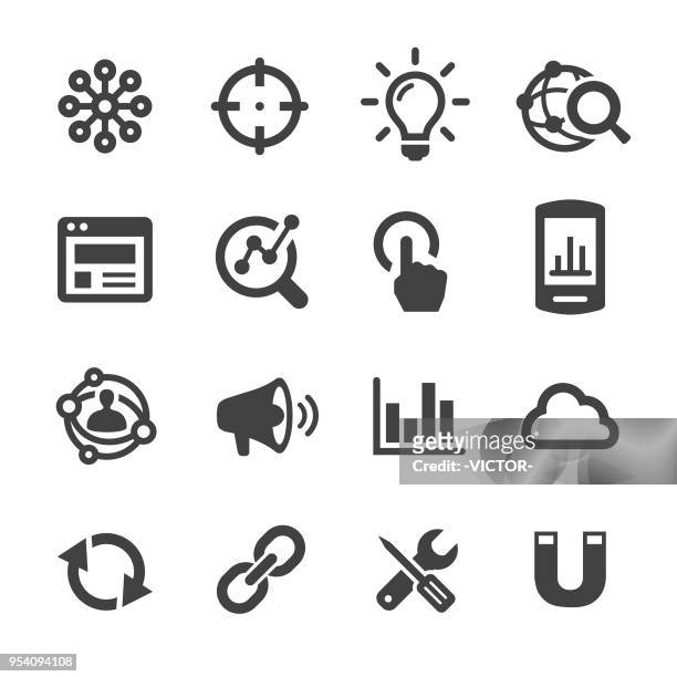 illustrazioni stock, clip art, cartoni animati e icone di tendenza di icona marketing internet - serie acme - tecnologia mobile