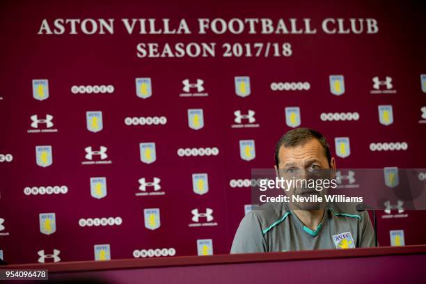 Colin Calderwood assistant manager of Aston Villa talks to the press during press conference at the club's training ground at the Recon Training...