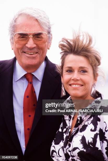 Jane Fonda et Gregory Peck lors du Festival de Cannes en mai 1989, France.