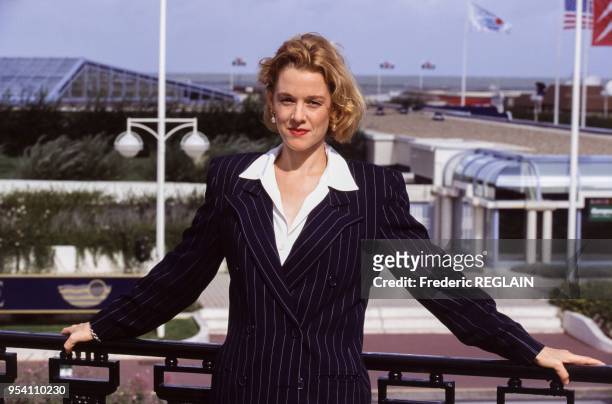 Penelope Ann Miller, actrice, en septembre 1994 à Deauville, France.