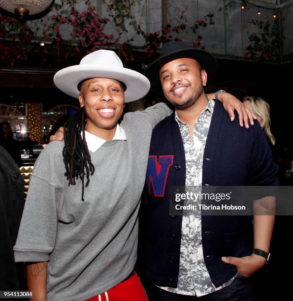 Lena Waithe ans Justin Simien attend the screening of Netflix's 'Dear White People' season 2 after party at Avenue on May 2, 2018 in Los Angeles,...