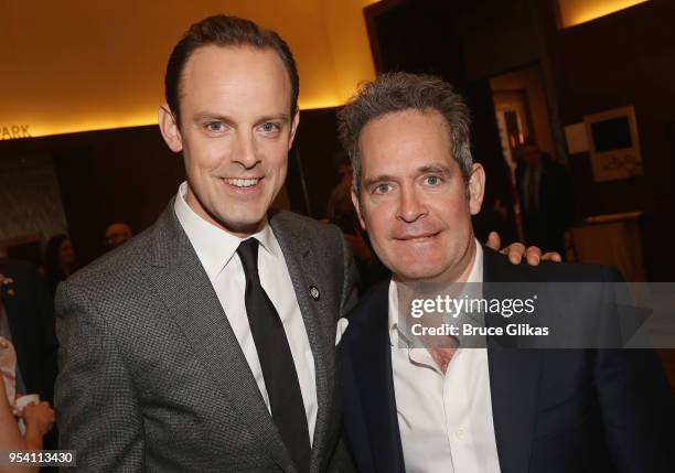 Harry Hadden-Paton and Tom Hollander pose at The 2018 Tony Award "Meet The Nominees" photo call & press junket at The Intercontinental New York Times...