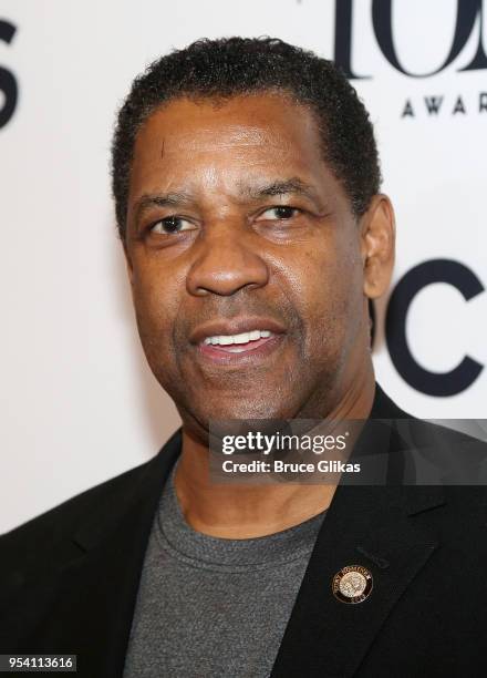 Denzel Washington poses at The 2018 Tony Award "Meet The Nominees" photo call & press junket at The Intercontinental New York Times Square on May 2,...