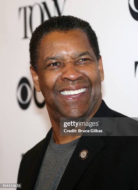 Denzel Washington poses at The 2018 Tony Award "Meet The Nominees" photo call & press junket at The Intercontinental New York Times Square on May 2,...