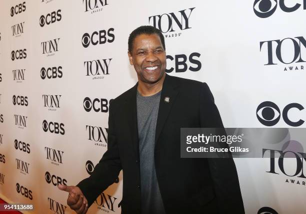 Denzel Washington poses at The 2018 Tony Award "Meet The Nominees" photo call & press junket at The Intercontinental New York Times Square on May 2,...