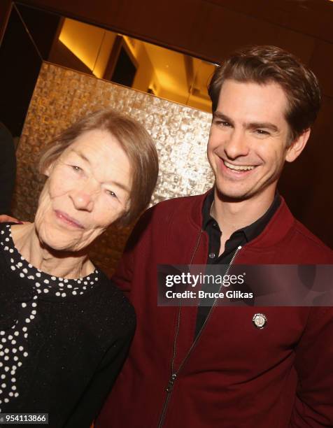 Glenda Jackson and Andrew Garfield pose at The 2018 Tony Award "Meet The Nominees" photo call & press junket at The Intercontinental New York Times...