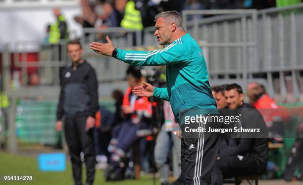 Manager Christian Wueck of Germany gives instructions during the international friendly match between U15 Germany and U15 Netherlands on May 3, 2018...