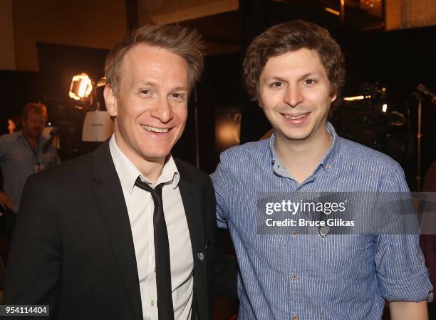 Jamie Parker and Michael Cera pose at The 2018 Tony Award "Meet The Nominees" photo call & press junket at The Intercontinental New York Times Square...