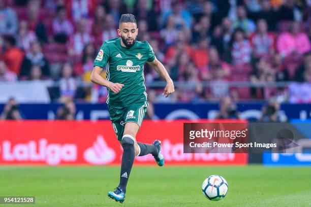 Ryad Boudebouz of Real Betis in action during the La Liga match between Atletico Madrid and Real Betis at Wanda Metropolitano on April 22, 2018 in...