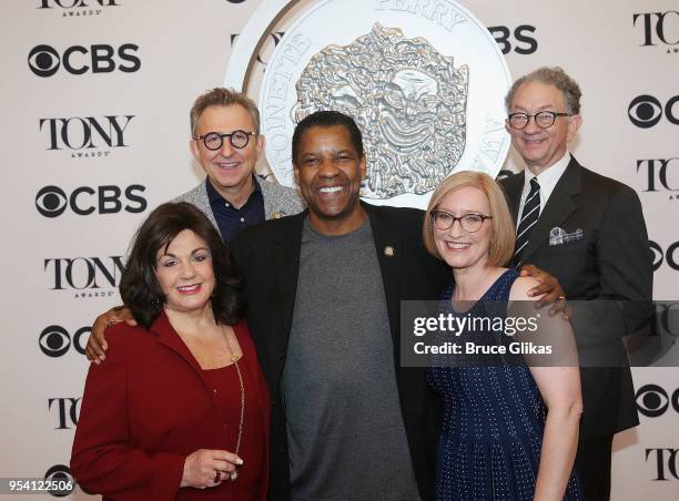 Broadway League President Charlotte St. Martin, Broadway League President Thomas Schumacher, Denzel Washington, American Theatre Wing President and...