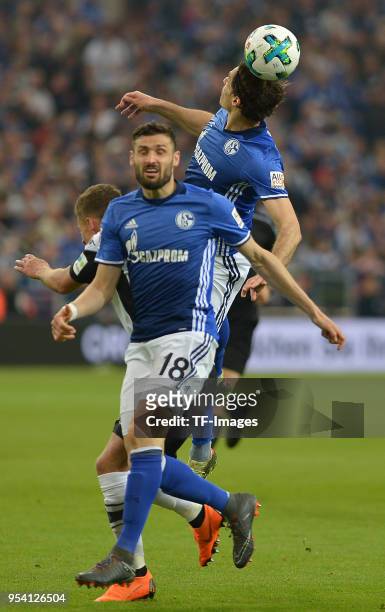 Daniel Caligiuri of Schalke and Benjamin Stambouli of Schalke controls the ball during the Bundesliga match between FC Schalke 04 and Borussia...