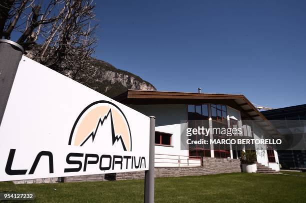 Picture taken on April 19, 2018 shows the La Sportiva factory, brand leader of Climbing shoes in Ziano di Fiemme, Northern Italy.